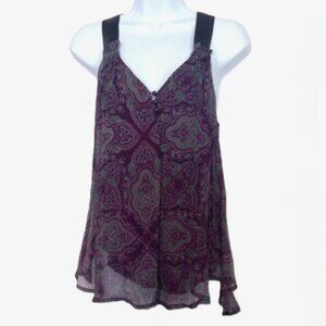 Gorgeous! Ella Moss Paisley Top Cami Sleeveless V Neck Silk &  Velvet EUC  XS